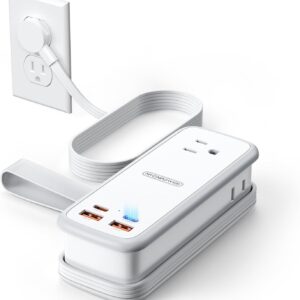 NTONPOWER 100W GAN Ultra Travel Power Strip, 7-in-1 USB C Charging Station with 3 Outlets 4 USB (2 Fast Charge)& 5ft Extension Cord, Compact Desktop Charger for MacBook, iPhone, Cruise, Office, White