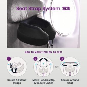 Alternative view of Cabeau Airplane Travel Pillow for Long Flights - Evolution S3 - Supportive Memory Foam with Seat Straps to Secure Your Head and Neck and Provides 360° Support (Jet Black)
