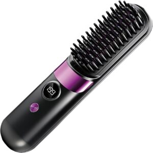 Cordless Hair Straightener Brush - Mini Ionic Hot Comb, Lightweight Styling Tool for Women Family, Quick Easy Salon Quality Hair, Safe Comfortable Design, Styling Gadget, Travel Dormitories Outdoor