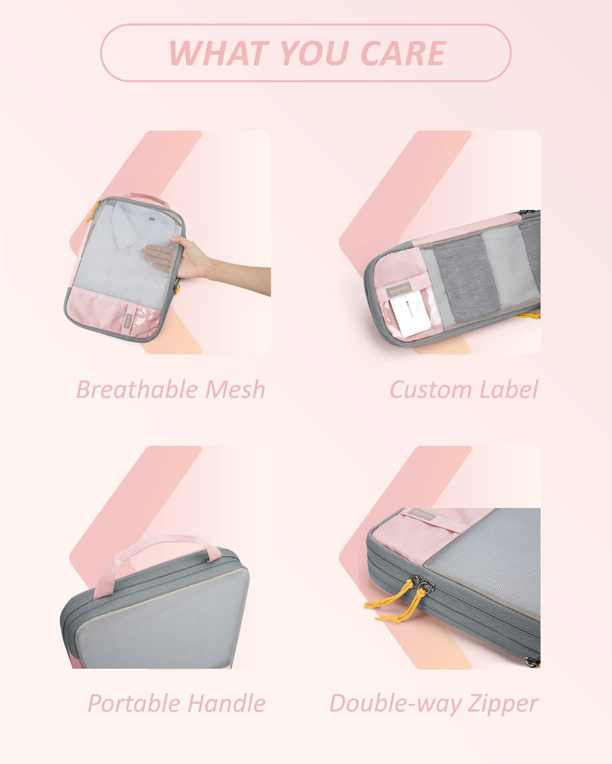 BAGSMART 6 Set /4 Set/2 Set Compression Packing Cubes for Travel, Lightweight Luggage Organizer Bags, Durable Space Saver Bags Travel Essentials - Image 6