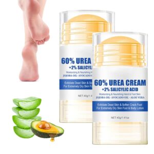 Urea Cream 60% Hydrating Foot Care Stick, New Hydrating and Anti-Cracking Foot Cream for Dry and Cracked Feet, Foot Lotion Heel Stick Fast Repairs and Relieves Cracking and Dryness Feet (2)