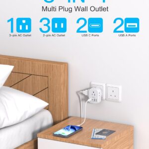 Alternative view of Travel Cruise Ship Essentials, Multi Plug Wall Outlet Extender with 4 Outlets 4 USB (2 USB-C), Cruise Approved Power Strip Non Surge Protector, Plug Adapter, Travel Cruise Must Have Accessories