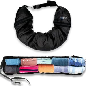 TUBE Travel Neck Pillow Stuffed with Clothes - Extra Carry On Storage for Flights - Avoid Baggage Fees - Splashproof Neck Pillow for Airplane Travel | Stuffable Travel Pillow for Women & Men