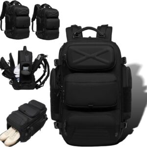 20L/35L Travel Backpack for Men & Women, Expandable 17-Inch Laptop Backpack – Carry On Flight Approved, USB Charging (Black, 20L)