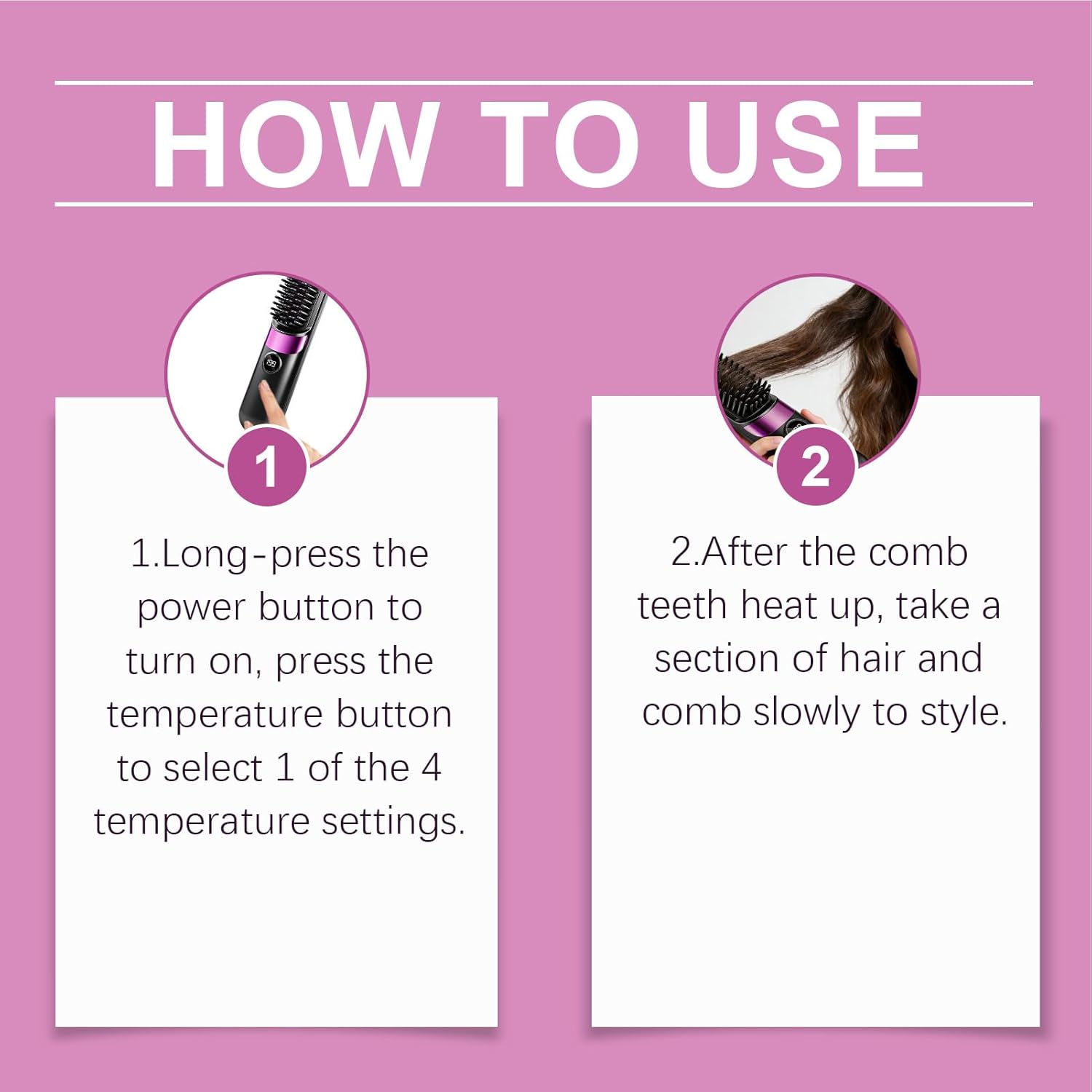 Cordless Hair Straightener Brush - Mini Ionic Hot Comb, Lightweight Styling Tool for Women Family, Quick Easy Salon Quality Hair, Safe Comfortable Design, Styling Gadget, Travel Dormitories Outdoor - Image 6