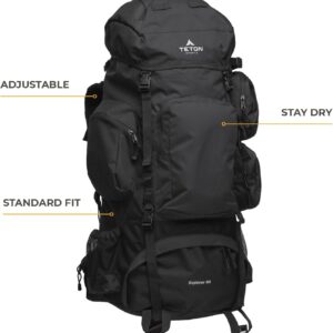 Alternative view of Teton 85L Explorer Internal Frame Backpack for Hiking, Camping, Backpacking, Rain Cover Included, Black
