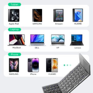 Alternative view of Samsers Foldable Bluetooth Keyboard with Touchpad, Portable Wireless Keyboard with Stand Holder, Rechargeable Full Size Ultra Slim Pocket Folding Keyboards for Android Windows IOS Tablet & Laptop-Gray