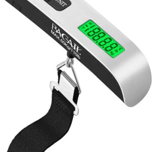 BAGAIL Digital Luggage Scale, 110lbs Hanging Baggage Scale with Backlit LCD Display, Portable Suitcase Weighing Scale, Travel Luggage Weight Scale with Hook, Strong Straps for Travelers