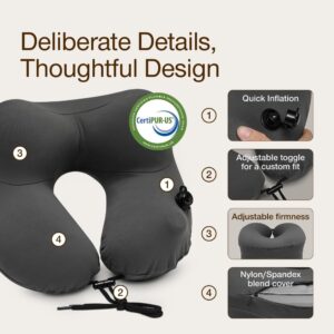 Alternative view of Coop Home Goods AirJustable Travel Neck Pillow, Inflatable, Adjustable Support for Neck & Chin, Compact Travel Pillow, Soft Memory Foam Comfort, Airplane Travel Essentials, Cooling & Washable Cover