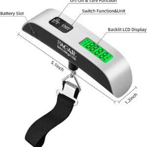 Alternative view of BAGAIL Digital Luggage Scale, 110lbs Hanging Baggage Scale with Backlit LCD Display, Portable Suitcase Weighing Scale, Travel Luggage Weight Scale with Hook, Strong Straps for Travelers