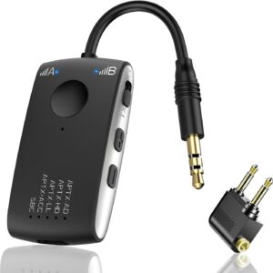 Bluetooth 5.4 Transmitter Receiver for 2 AirPods or BT Devices, Wireless Adapter for Flight, TV, PC and Gym, Switch, Bluetooth Wireless Transmitter with Dual Link AptX Adaptive/Low Latency/HD Audio