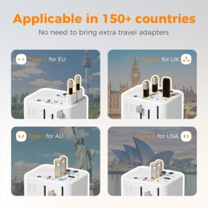 Alternative view of TESSAN Universal Travel Adapter 28W, International Power Adapter with 3 USB C 2 USB A Charging Ports, Worldwide Plug Adaptor for US to European UK Italy Ireland New Zealand (Type C G A I)