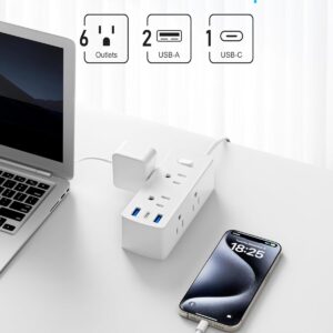 Alternative view of European Travel Plug Adapter, Olcorife Universal Travel Adapter for EU UK US AUS, 6 Outlets 3 USB Ports with 5ft Extension Cord, International Power Adapter for US to Europe UK AUS