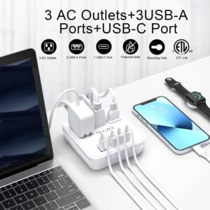Alternative view of Cruise Essentials, NUOZHI 6 Ft Power Strip with 3 Outlets and 4 USB Ports(1 USB C), Non Surge Protector for Cruise Ship, Travel, Home Office, ETL Listed, White