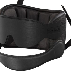 Airplane Pillow Combo with Chin Strap, Travel Pillows for Airplanes with Sleep Eye Mask, Plane Pillow for Long Flights, Car Road Trip, 360° Headrest, Stop Bobblehead, Black