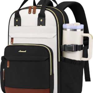 Laptop Backpack for Women Bag: 15.6 inch Backpacks with Pouch Pocket for Large Capacity Cup Travel Waterproof Bookbag Anti-theft College Casual Work Book Bags for Teacher Nurse Beige Black Brown