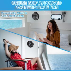 Alternative view of Magnetic Cruise Fan with 8000mAh Rechargeable Battery, LED Light, Timer&Power Output, Magnetically Sticks on Cabin Ceilings and Walls, Ship Approved Cabin Air Circulator
