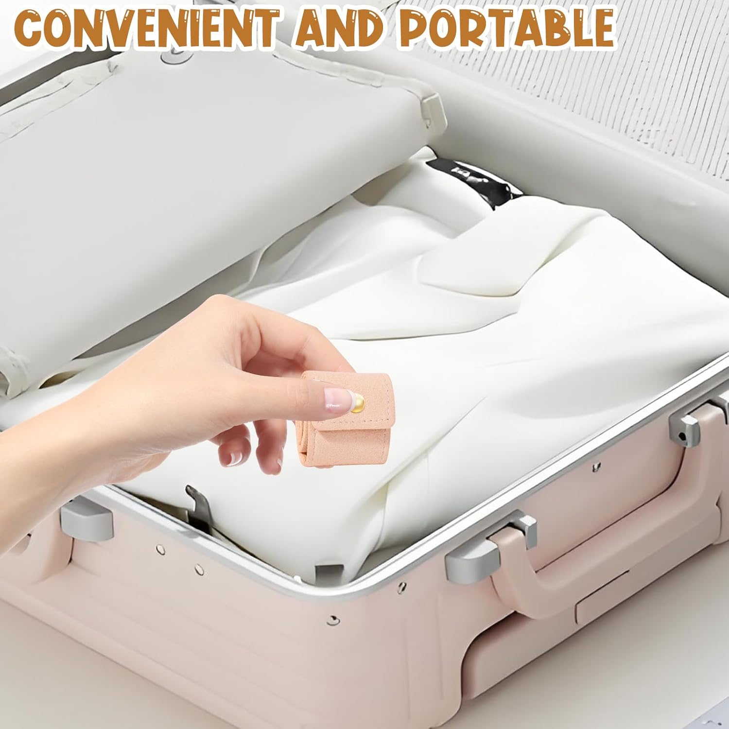 3Pcs Mini Travel Jewelry Bag, Leather Jewelry Organizer Foldable Pouch for Necklaces, Rings & Earrings - Compact Jewelry Case with Buckle for Women, Travel Accessories (Beige, Pink, Gray) - Image 5