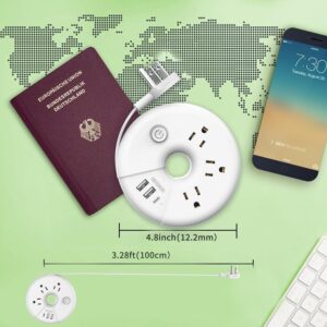 Alternative view of Travel Power Strip, NTONPOWER 3 Outlets 3 USB(1 USB C) Cruise Approved Power Strip, Short Extension Cord 3ft, Travel Essentials for Home, Hotels, Cruise Ship, Vacation, White, i-Donut