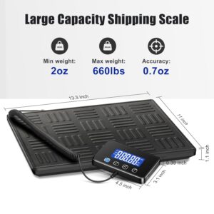 Alternative view of Shipping Scale, 660lbs Heavy Duty Digital Luggage Scale for Packages, 0.35oz High Accurate Postage Scale for Small Business, Warehouse, Home Use, Battery & Charging Cable Include