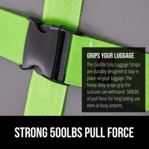 Alternative view of GORILLA GRIP Heavy Duty Adjustable Luggage Straps for Suitcases, Easy to Identify Travel Belt Connector Holds Suitcase Together, Extends Life of Bag, Strap Connects Two Bags, Accessories 2 Pack Green