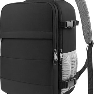 HOTOR Travel Backpack - Flight Approved Travel Bag for Men and Women, Carry on Luggage for 15.6" Laptop and Travel Essentials for Work, Business, Weekender, College 11.8"x7.9"x17.3" (Black)