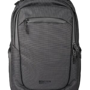 Kenneth Cole REACTION Parker Polyester Abrasion-Resistant Travel 17" Laptop Backpack with Removable Laptop Sleeve, Black