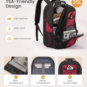 Alternative view of LOVEVOOK Travel Laptop Backpack Waterproof Anti Theft Backpack with Lock and USB Charging Port Large 17-17.3 Inch Computer Business Backpack for Women Men Red