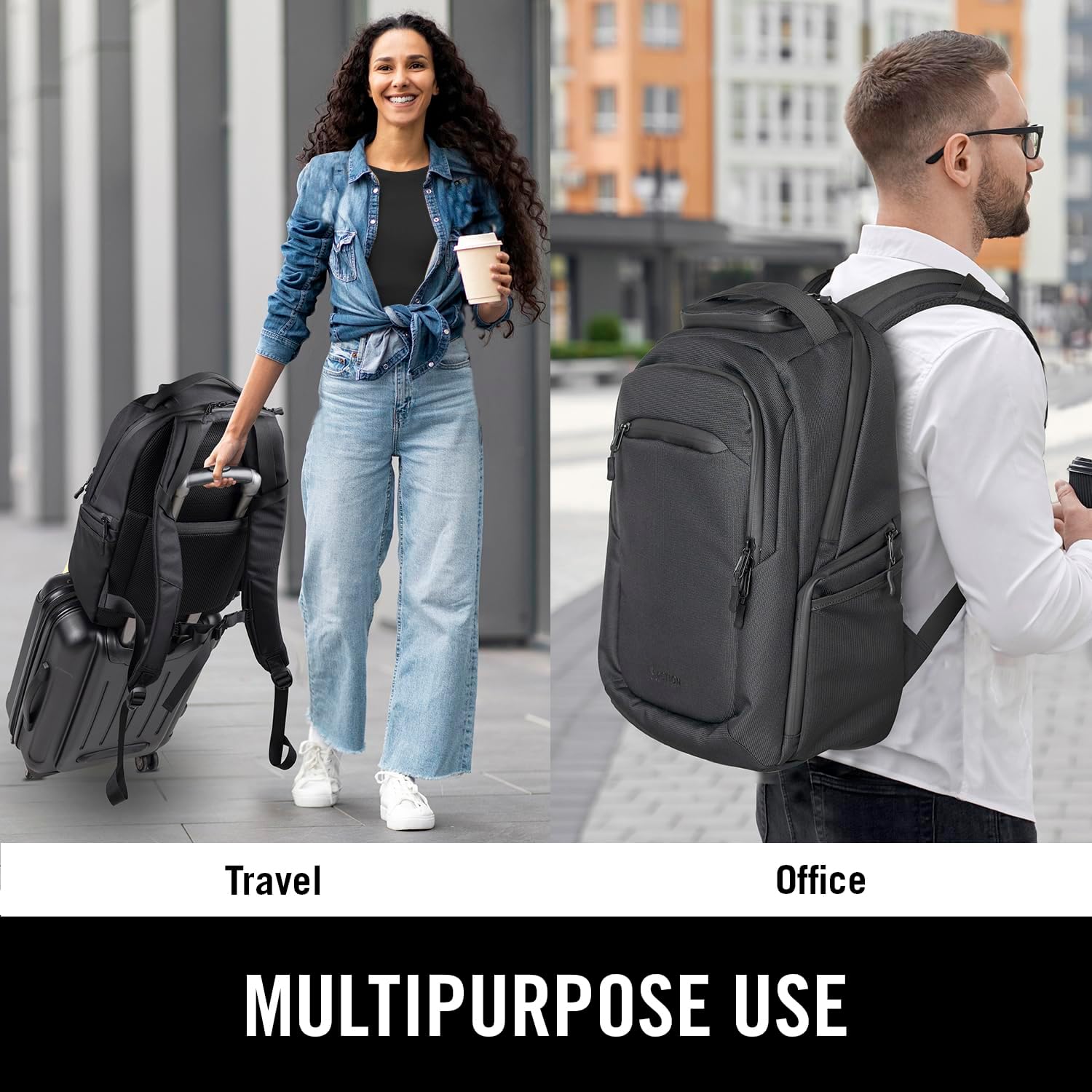 Kenneth Cole REACTION Parker Polyester Abrasion-Resistant Travel 17" Laptop Backpack with Removable Laptop Sleeve, Black - Image 5