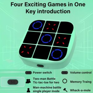 Alternative view of Tic-Tac-Toe Bolt Game, 4-in-1 Handheld Puzzle Games Console, Electronic Tic-Tac-Toe Game for Educational and Memory Growth, Portable Travel Games for Car Ride, Board Games for Kids and Adults (Cyan)