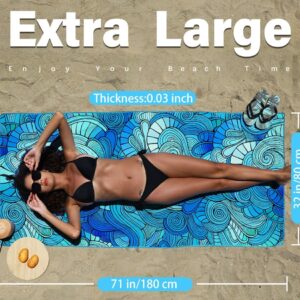 Alternative view of Thin Lightweight Microfiber Beach Towel Sand Free Quick Dry Absorbent Compact Towels for Swimming Pool Camping Beach Accessories Large Easy Pack Travel Things for Vacation Essentials Adult Gift