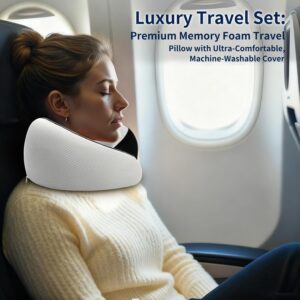 Alternative view of Travel Pillow for Airplane - 360°Support Ergonomic Raised-Edge Designed, 100% Memory Foam Neck Pillow - Best for Traveling & Long Flights & Offices & Cars Sleeping Use with Storage Box