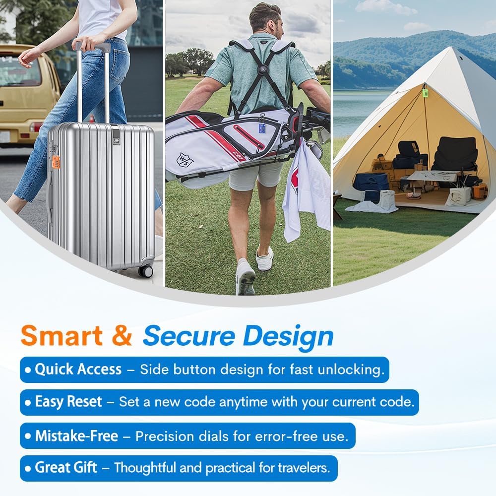 Forge TSA Approved Luggage Locks 4 Digit Combination TSA Travel Locks with TSA008, Open Alert Indicator, Zinc Alloy Body for Luggage, Suitcase, Backpack, and More. Black 2 Locks. - Image 8