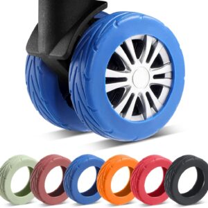 8 Pcs Upgrade Luggage Wheel Covers, Carry On Luggage Suitcases,Wear-Resistant, Anti-Noise, Silicone Wheel Protective Covers for 2-2.4" Spinner Wheel,Essential Travel Accessories (Blue)