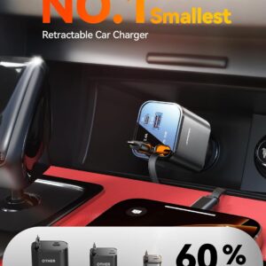 Alternative view of [2026 Ultra-Compact] 84W Retractable Car Charger, [PD 45W] Car Charger USB C for iPhone 16 17 Pro Fast Charging, Car Accessories Travel Essentials Gifts for Women Men for iPhone 17 Air 16 15 14 13 12