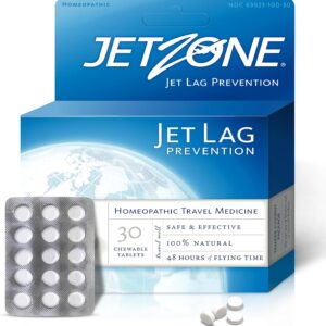 Jet Lag Remedy - Business & Vacation Homeopathic Travel Aid – Trusted for Over 18 Years - Immune – Circadian Rhythm - Fatigue – Exhaustion – Tired - Insomnia – Covers 48hrs Flying Time - 30 Chewables