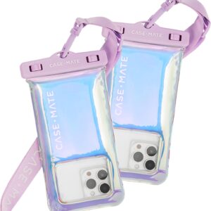Case-Mate 2 Pack Soap Bubble IP68 Waterproof Phone Pouch - Floating Waterproof Phone Case w/Crossbody Lanyard - Compatible w/All Devices, Touchscreen Friendly - Iridescent