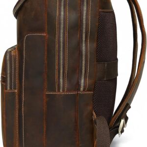 Alternative view of LANNSYNE Vintage Genuine Leather 16" Laptop Backpack For Men Hiking Travel Bag Camping Rucksack