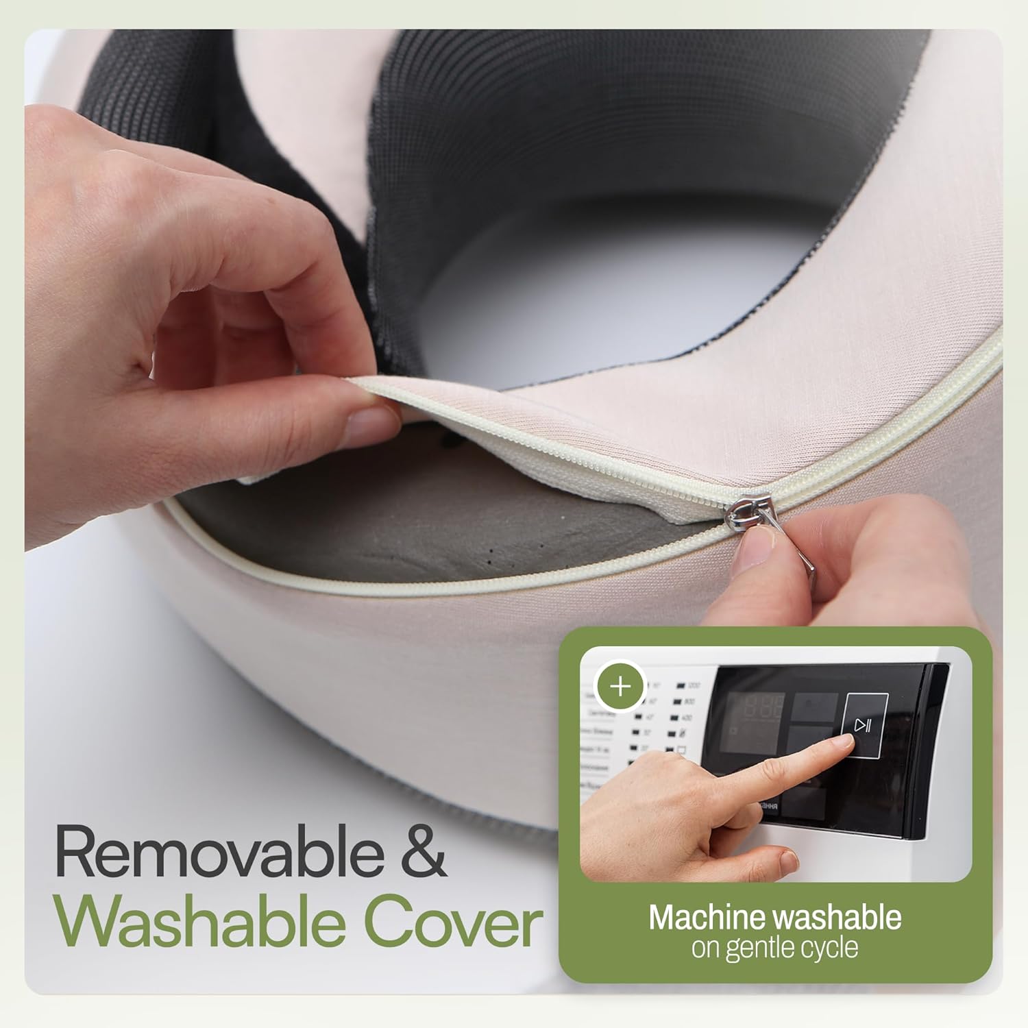 Neck Pillow for Traveling - Travel Neck Pillow for Airplane, 360° Chin Support Soft Bamboo Charcoal Memory Foam, Seamless Design, Removable Cover, Travel Accessories Included - Image 6