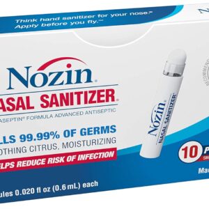 Nozin® Nasal Sanitizer® Antiseptic Popswab® Ampules 10ct Pack | Kills 99.99% of Germs | Alcohol Based 62%