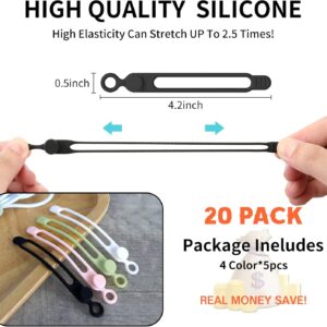 Alternative view of [20Park]UMUST Silicone Cable Ties,Reusable Cable Management Organizer, Multipurpose Elastic Cord Organizer for Bundling and Fastening Cable Cords Wires(black,white,pink,green)