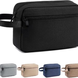 Travel Toiletry Bag, Small Cosmetic Bag, Hanging Water-Resistant Organizer for Men & Women, Ideal for Makeup, Shaving Kit, Gym Essentials & Travel Accessories (Black)