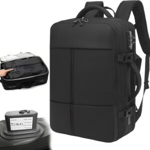 Vacuum Seal Travel Backpack W/Pump Built-in - 60L Water-Resistant Carry-On Vacuum Backpack Travel Bag Expandable Air Compression System with TSA Lock Fits19 Laptop (Black)