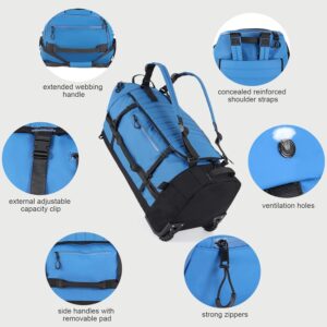 Alternative view of Rolling Duffle Bag with Wheels,86L 30”Carry on Luggage with Wheels,Folding Travel Bag,Duffle Backpack with Separate Shoe Compartment (blue)