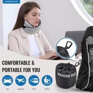 Alternative view of WANDER PLUS® Travel Neck Pillow, Pure Memory Foam Neck Pillow for Airplanes, Comfortable Breathable Cover, 360 Degree Support Ergonomic Design Best for Sleeping Plane Train Travel Essentials Max Grey