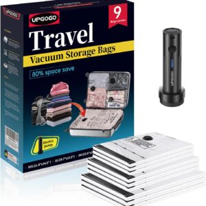 Travel Vacuum Bags for Luggage with Portable Electric Pump,Vacuum Seal Bags for Clothing,Packing Cubes Compression,Cruise Ship and Travel Essentials(Combo 9 Pack)