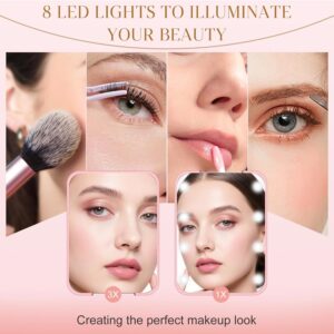 Alternative view of Compact Mirror, 1X/3X Magnification LED Pocket Mirror with Nternal BIattery, Mini Mirror for Purse, Pocket,Travel and Present (Pink)