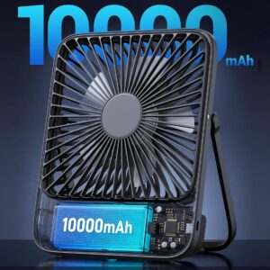 Alternative view of Warmco 10000mAh Portable Travel Fan 7-inch, Max 24H Runtime, Ultra-thin Quiet Rechargeable Battery Operated Desk Fan with Digital Display for Camping, Office, Bedroom, Cruise Essentials