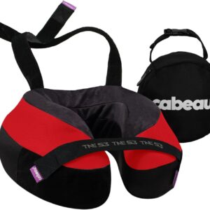 Cabeau Travel Neck Pillow for Airplanes – The Neck’s Evolution, TNE S3 – Supportive Memory Foam Design for Long Haul Flights – Attachable Seat Straps and 360° Support (London Red)