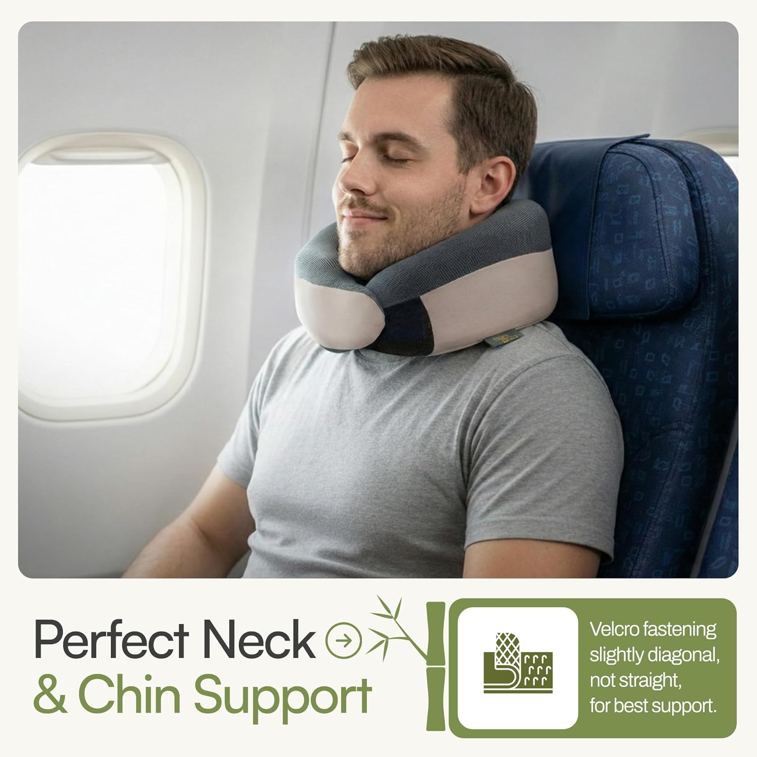 Neck Pillow for Traveling - Travel Neck Pillow for Airplane, 360° Chin Support Soft Bamboo Charcoal Memory Foam, Seamless Design, Removable Cover, Travel Accessories Included - Image 5